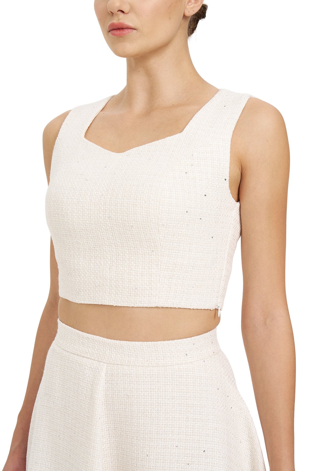 Pul Detaylı Crop Bluz BEYAZ