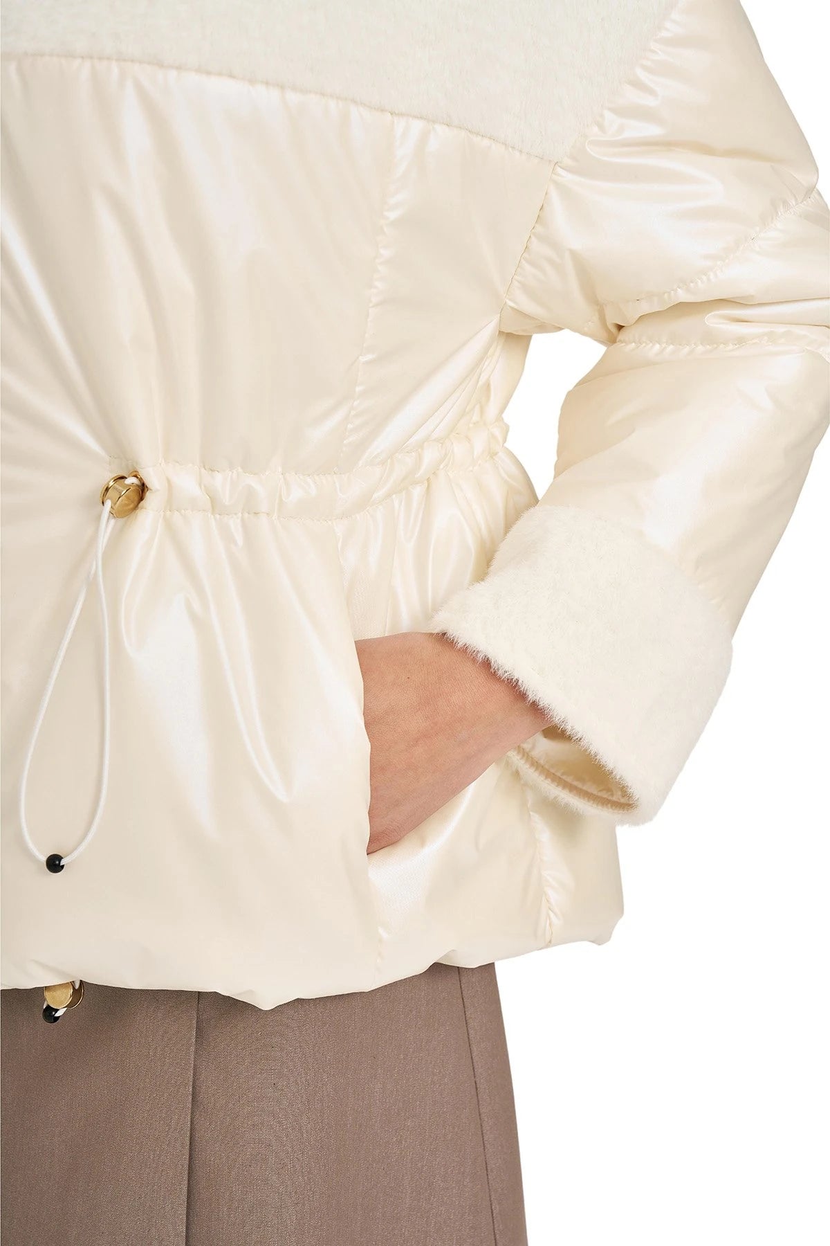 Beli Lastikli Dik Yaka Mont WHITE
