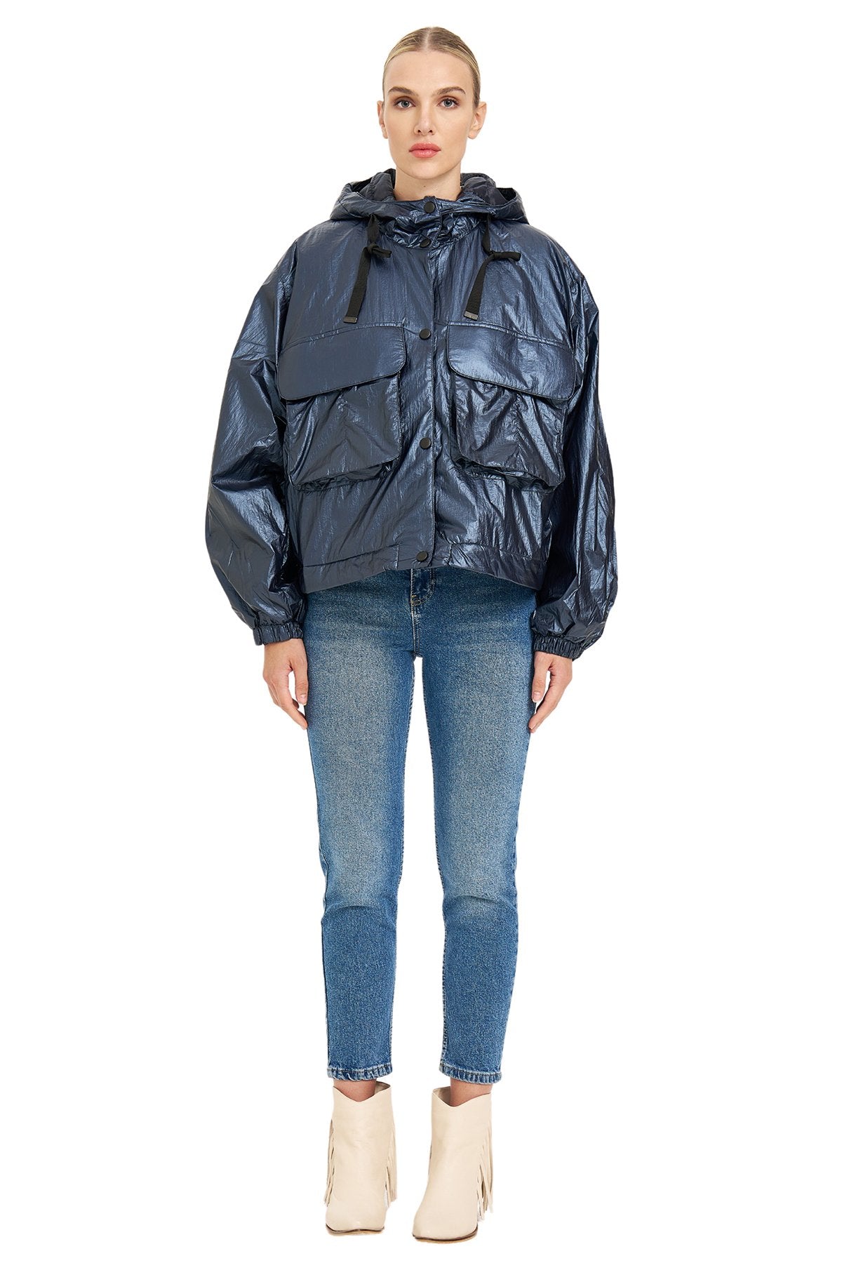 Kargo Cepli Oversize Mont LACİVERT