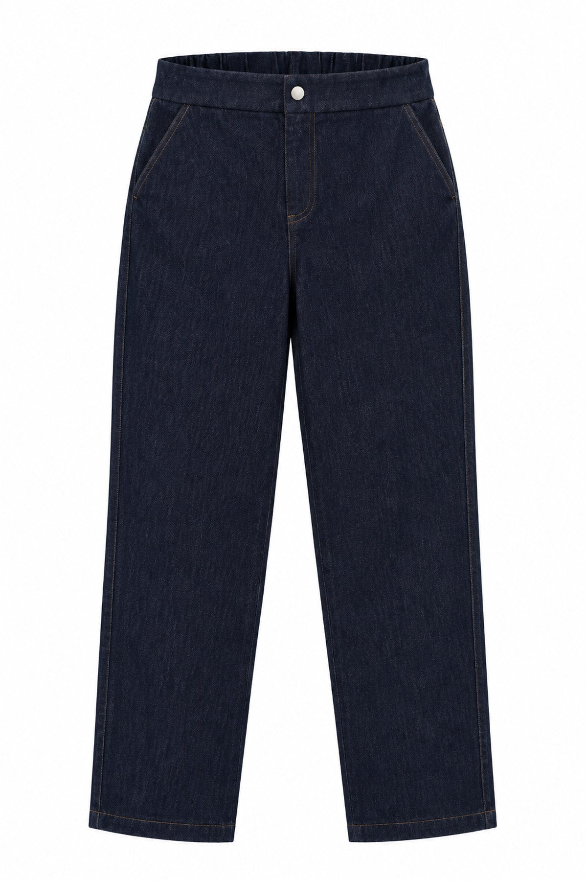 Yüksek Bel Düz Paça Denim Pantolon