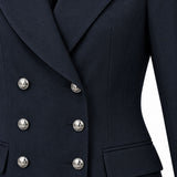 Slim Fit Metal Düğmeli Kruvaze Ceket