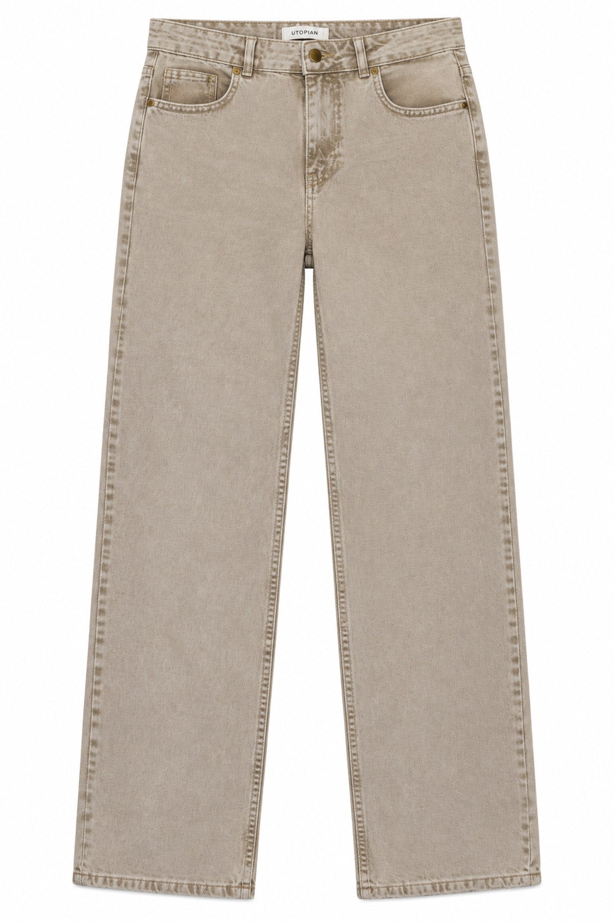 Wide Leg Jean Pantolon - Bej