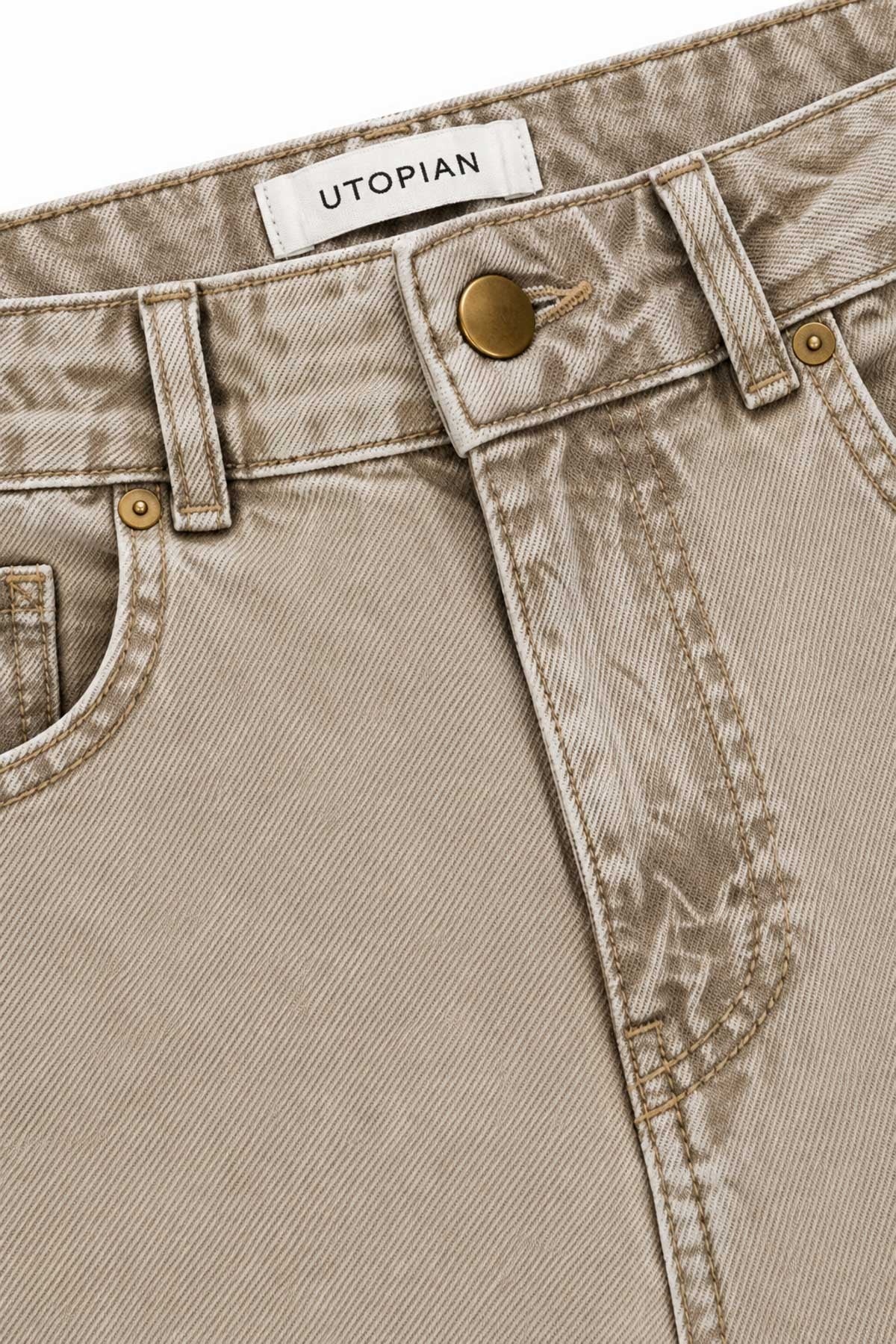 Wide Leg Jean Pantolon - Bej