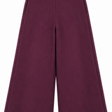 Yüksek Bel Pileli Bol Paça Pantolon - Bordo