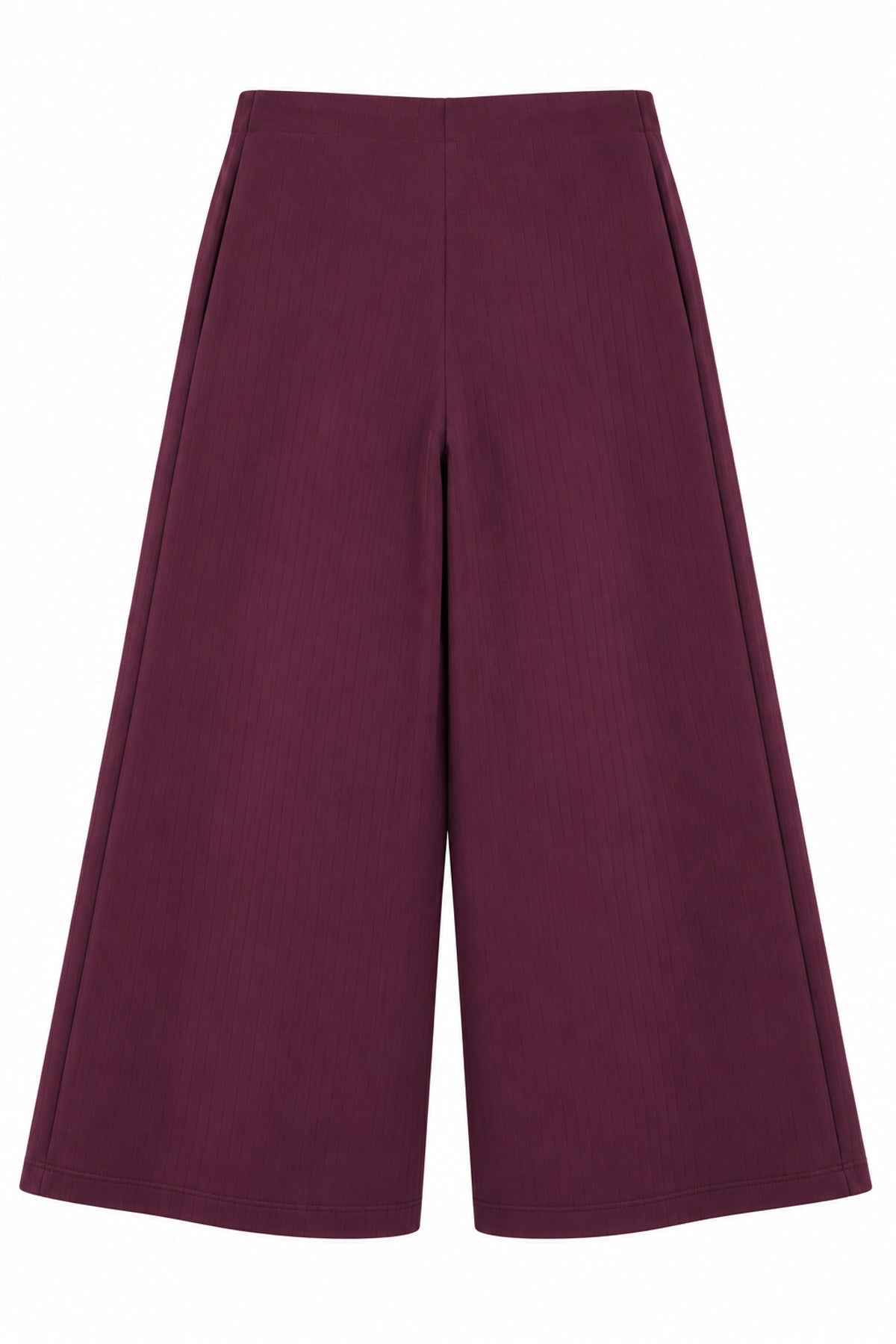 Yüksek Bel Pileli Bol Paça Pantolon - Bordo